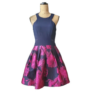 X by Xscape Navy Fuchsia Cocktail Party Dress Size 10